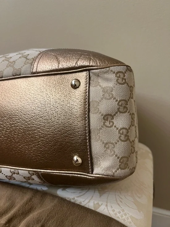 Gucci Beige and Brown GG Canvas Tote with Leather Trim - Picture 17 of 17